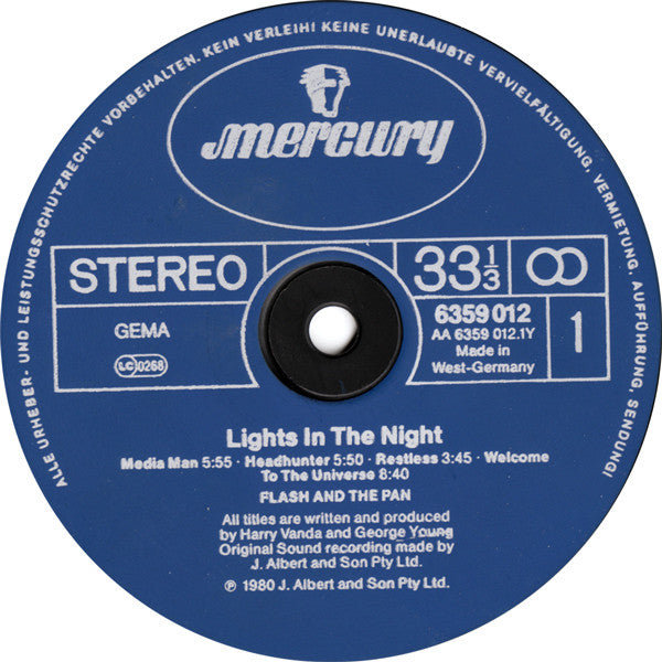 Flash And The Pan* : Lights In The Night (LP, Album)