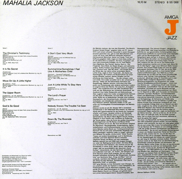 Mahalia Jackson : Mahalia Jackson (LP, Comp, RE, RP, Blu)