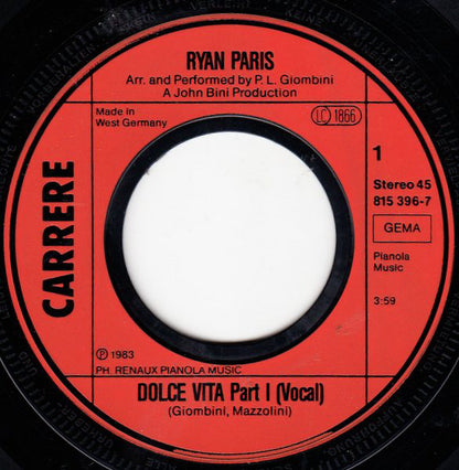 Ryan Paris : Dolce Vita (Original Version) (7", Single)