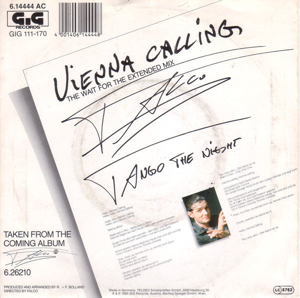 Falco : Vienna Calling (The Wait For The Extended Mix) (7", Single)