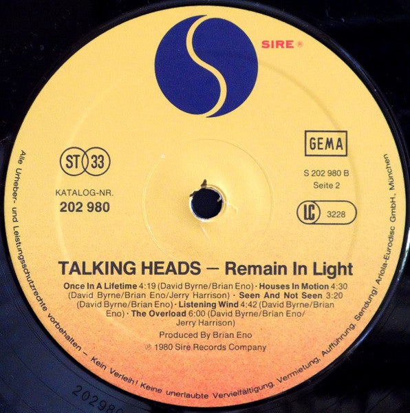 Talking Heads : Remain In Light (LP, Album)