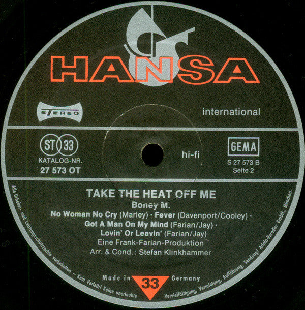 Boney M. : Take The Heat Off Me (LP, Album)