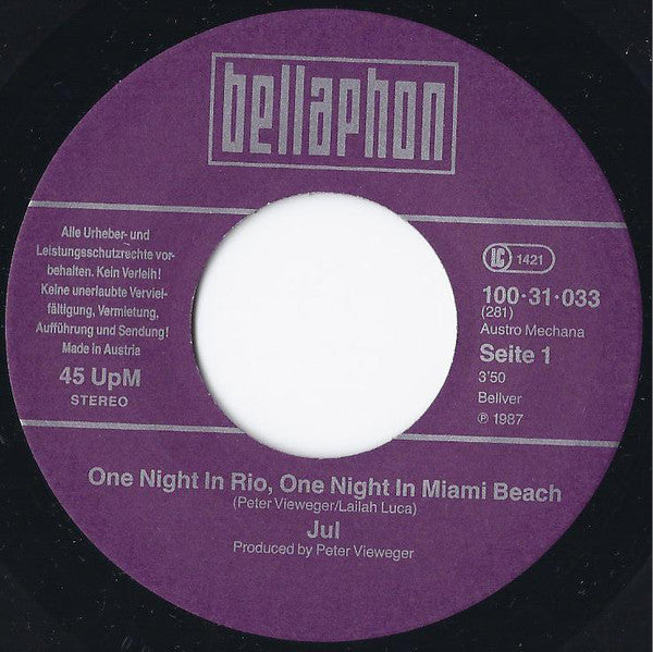 Jul* : One Night In Rio, One Night In Miami Beach (7", Single)