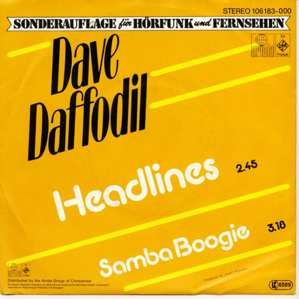 Dave Daffodil : Headlines / Samba Boogie (7", Single, Promo)