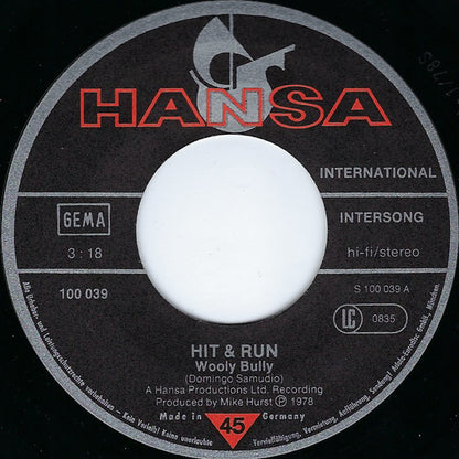 Hit & Run (4) : Wooly Bully (7", Single)