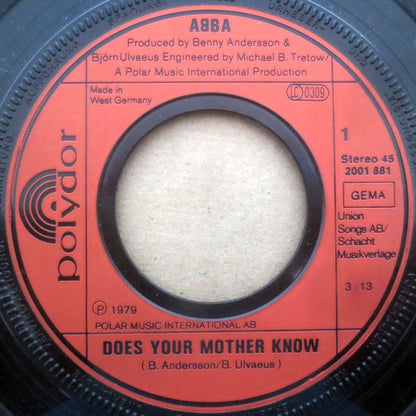 ABBA : Does Your Mother Know / Kisses Of Fire (7", Single)