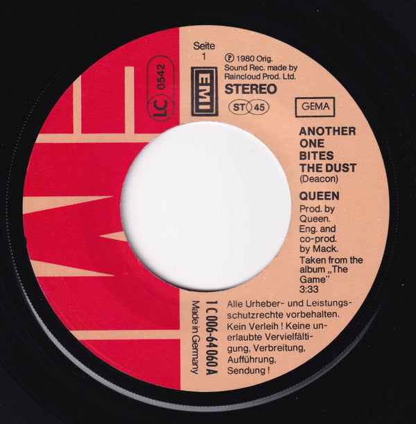 Queen : Another One Bites The Dust (7", Single, EMI)