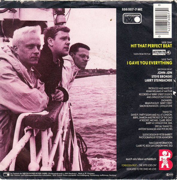 Bronski Beat : Hit That Perfect Beat (7", Single)