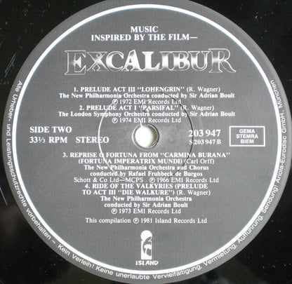 Various : Music From The Film Excalibur And Other Selections (LP, Comp, RE)