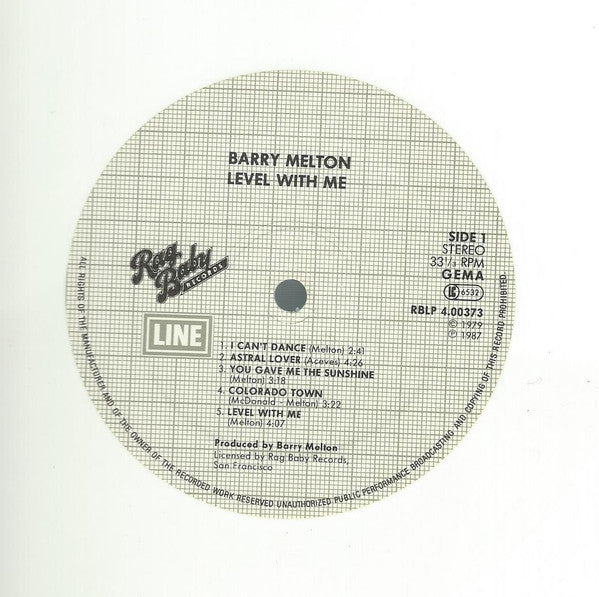 Barry Melton : Level With Me (LP, Album, RP, Whi)