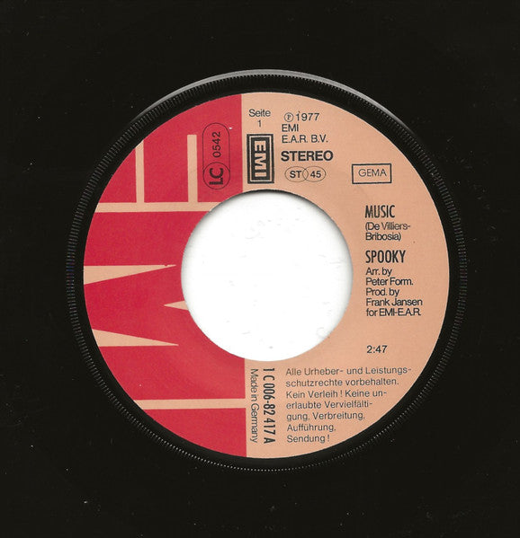 Spooky (8) : Music (7", Single)