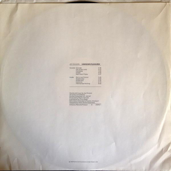 Joy Division : Unknown Pleasures (LP, Album, RE, SRC)