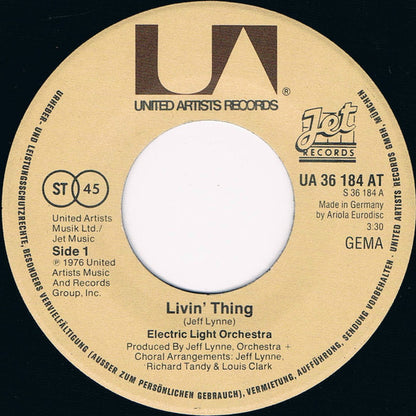 Electric Light Orchestra : Livin' Thing (7", Single)