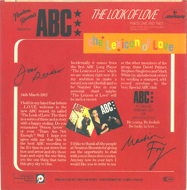 ABC : The Look Of Love (Parts One And Two) (7", Single)