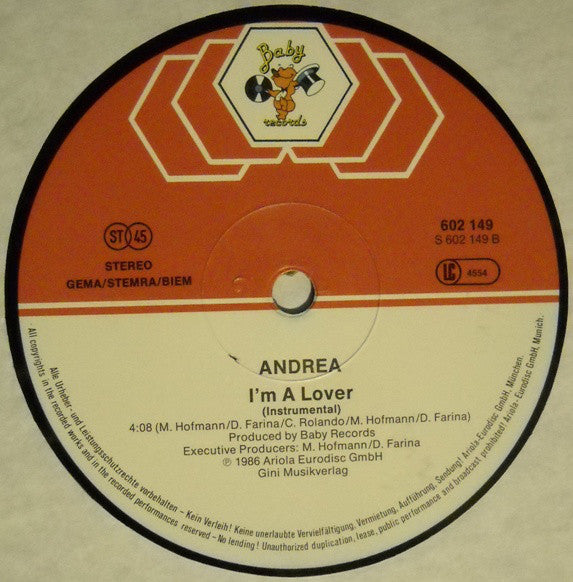 Andrea (4) : I'm A Lover (12", Maxi)