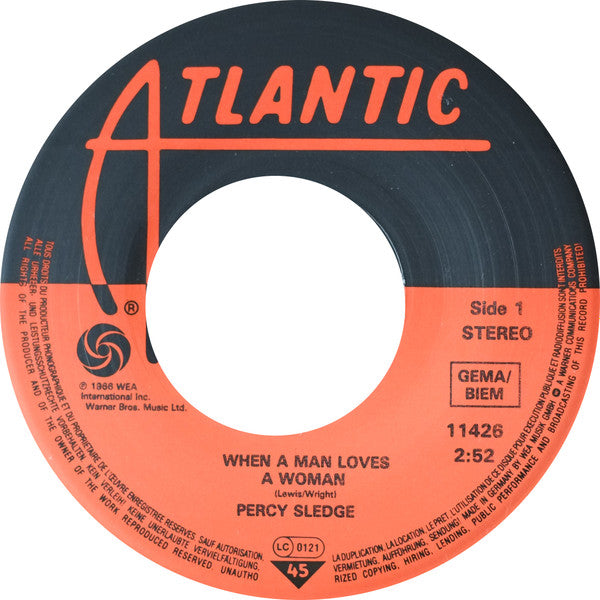 Percy Sledge : When A Man Loves A Woman (7", Single, RE)