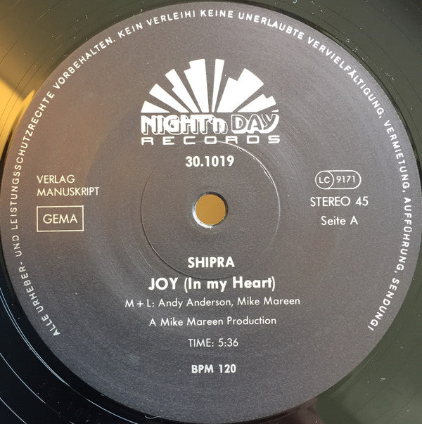 Shipra : Joy (In My Heart) (12", Maxi)