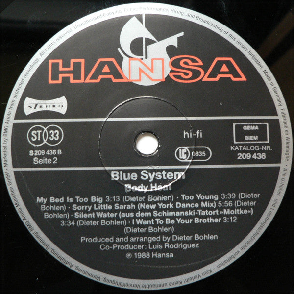 Blue System : Body Heat (LP, Album)