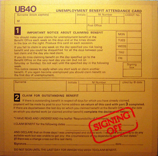 UB40 : Signing Off (LP, Album + 12", Maxi)