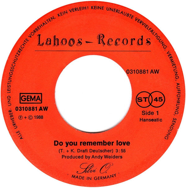 Silvi O. : Do You Remember Love (7", Single)