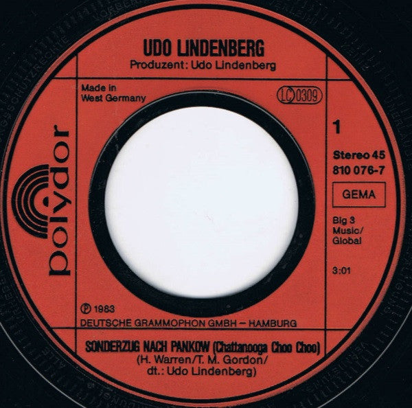 Udo Lindenberg : Sonderzug Nach Pankow (7", Single)