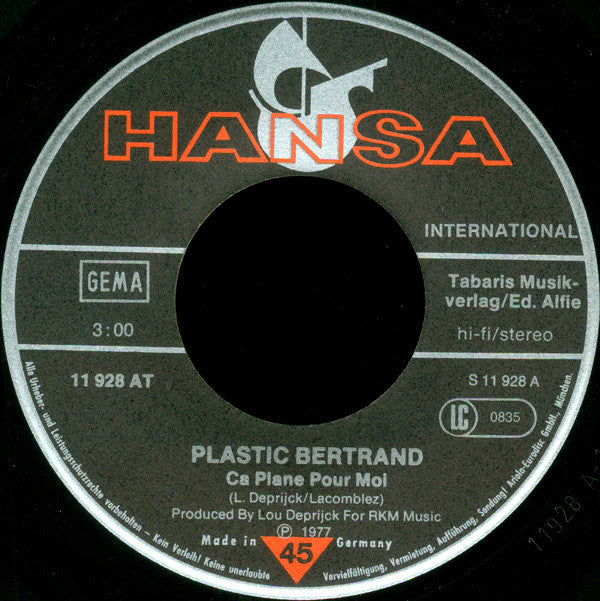 Plastic Bertrand : Ça Plane Pour Moi / Pogo Pogo (7", Single)