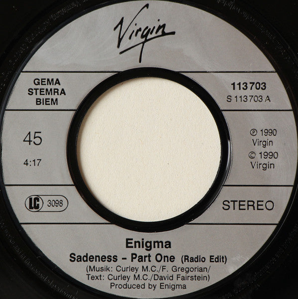 Enigma : Sadeness Part I (7", Single)