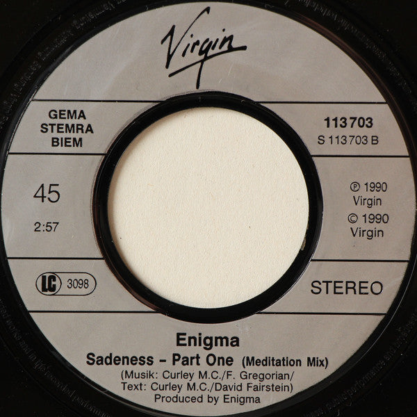 Enigma : Sadeness Part I (7", Single)