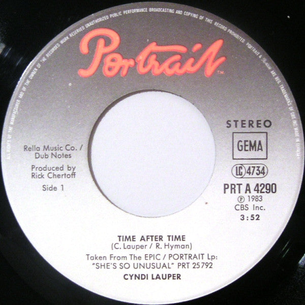 Cyndi Lauper : Time After Time (7", Single)