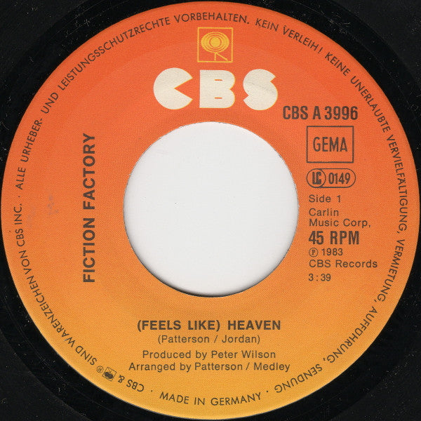 Fiction Factory : (Feels Like) Heaven (7", Single)