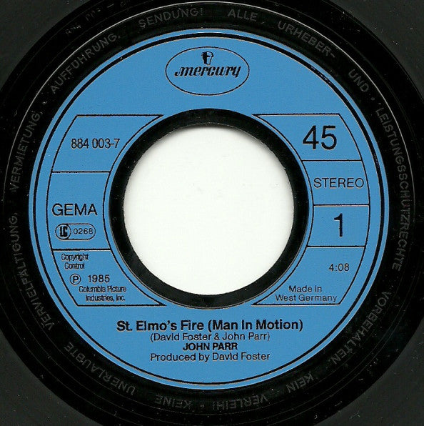 John Parr : St. Elmo's Fire (Man In Motion) (7", Single)