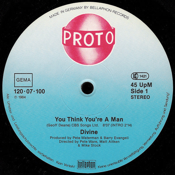 Divine : You Think You're A Man (12", Maxi)