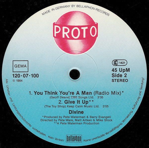 Divine : You Think You're A Man (12", Maxi)