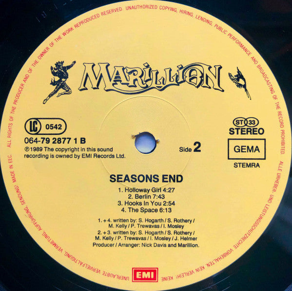 Marillion : Seasons End (LP, Album, Gat)