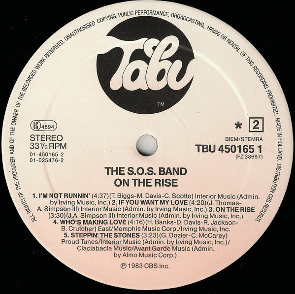 The S.O.S. Band : On The Rise (LP, Album, RE)