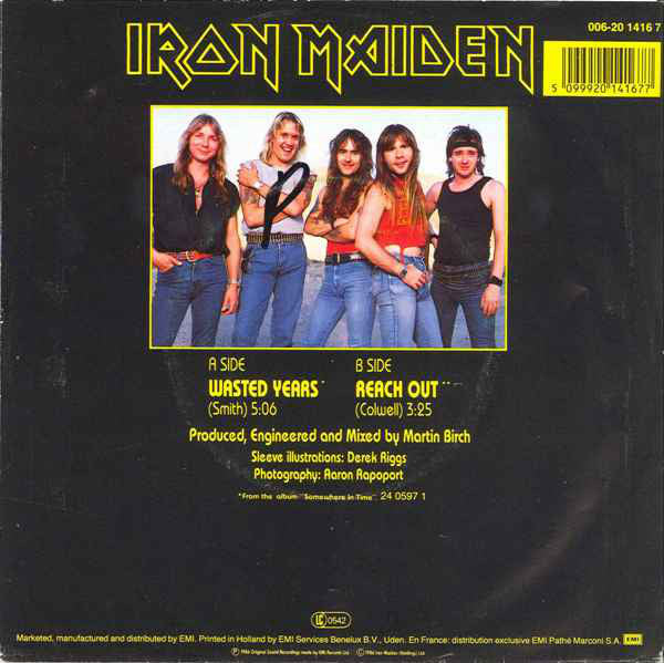 Iron Maiden : Wasted Years (7", Single)