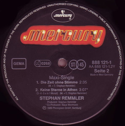 Stephan Remmler : Keine Sterne In Athen (3-4-5 X In 1 Monat) (Janet In Sankt Kathrein) (12", Maxi)