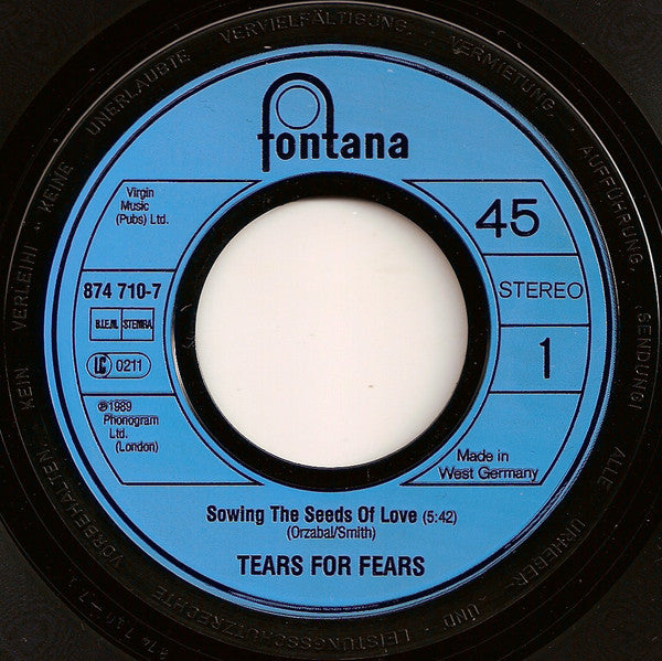 Tears For Fears : Sowing The Seeds Of Love (7", Single)