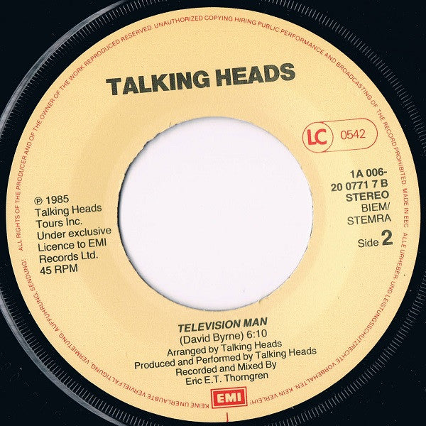 Talking Heads : Road To Nowhere (7", Single)