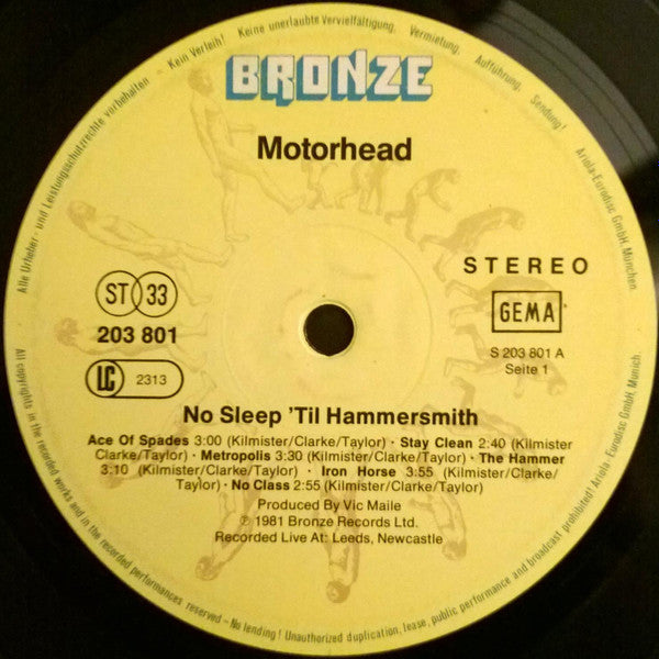 Motörhead : No Sleep 'Til Hammersmith (LP, Album)