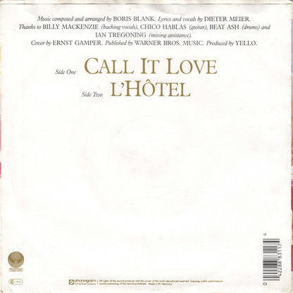 Yello : Call It Love (7", Single)