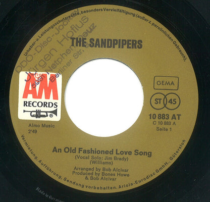 The Sandpipers : An Old Fashioned Love Song (7", Single)