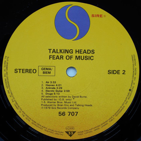 Talking Heads : Fear Of Music (LP, Album, RE, Emb)