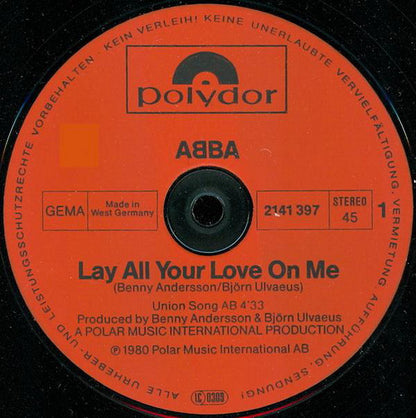 ABBA : Lay All Your Love On Me (12", Maxi)