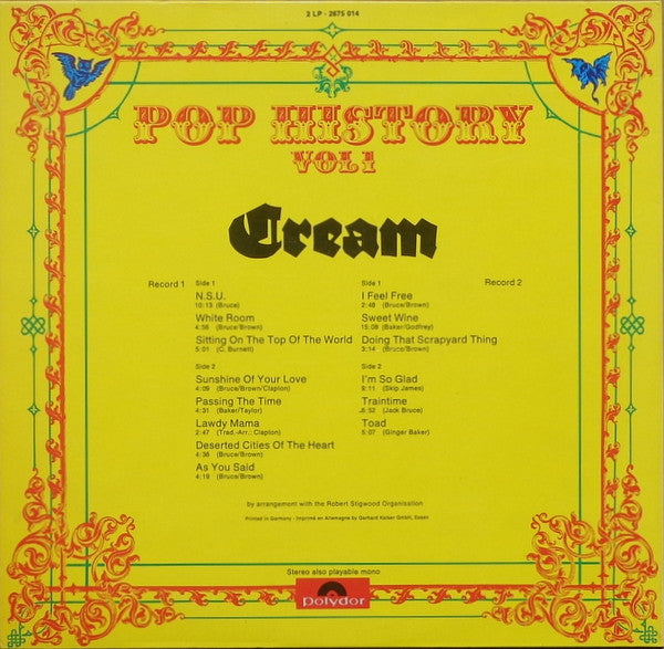 Cream (2) : Pop History Vol. 1 (2xLP, Comp, Gat)