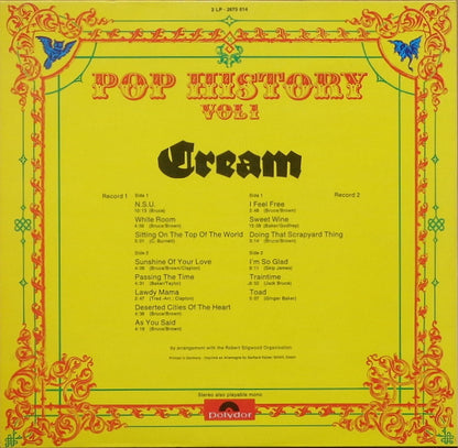 Cream (2) : Pop History Vol. 1 (2xLP, Comp, Gat)