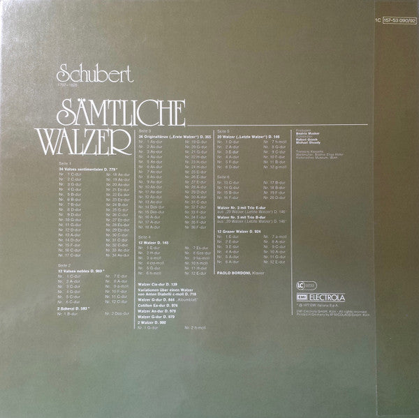 Schubert* - Paolo Bordoni : Sämtliche Walzer Für Klavier (LP, RE + 2xLP, Quad + Box, Comp)