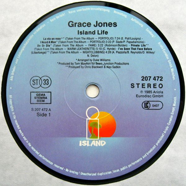 Grace Jones : Island Life (LP, Comp, Gat)