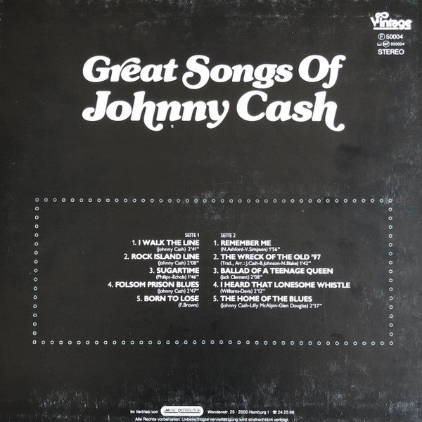 Johnny Cash : Great Songs Of Johnny Cash (LP, Comp)