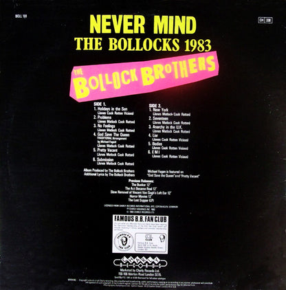 The Bollock Brothers : Never Mind The Bollocks 1983 (LP, Album)